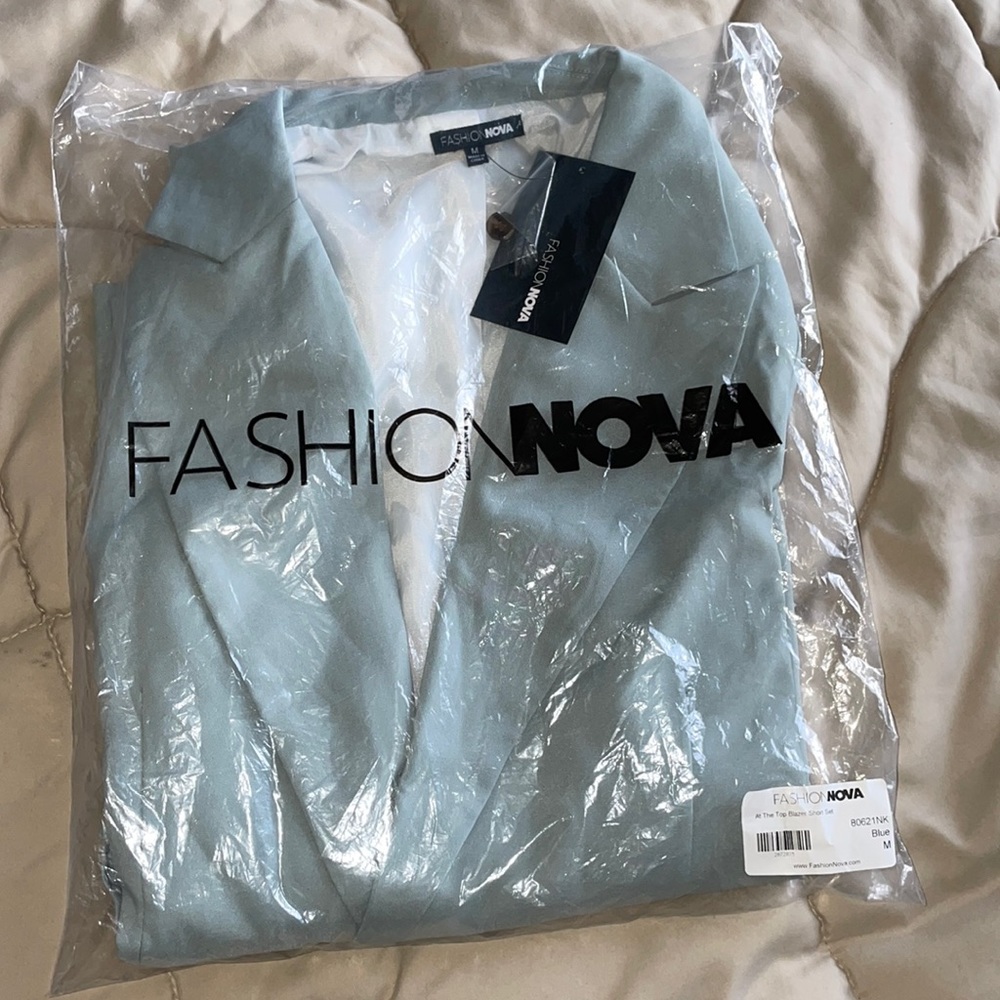 Blue shorts & blazer set